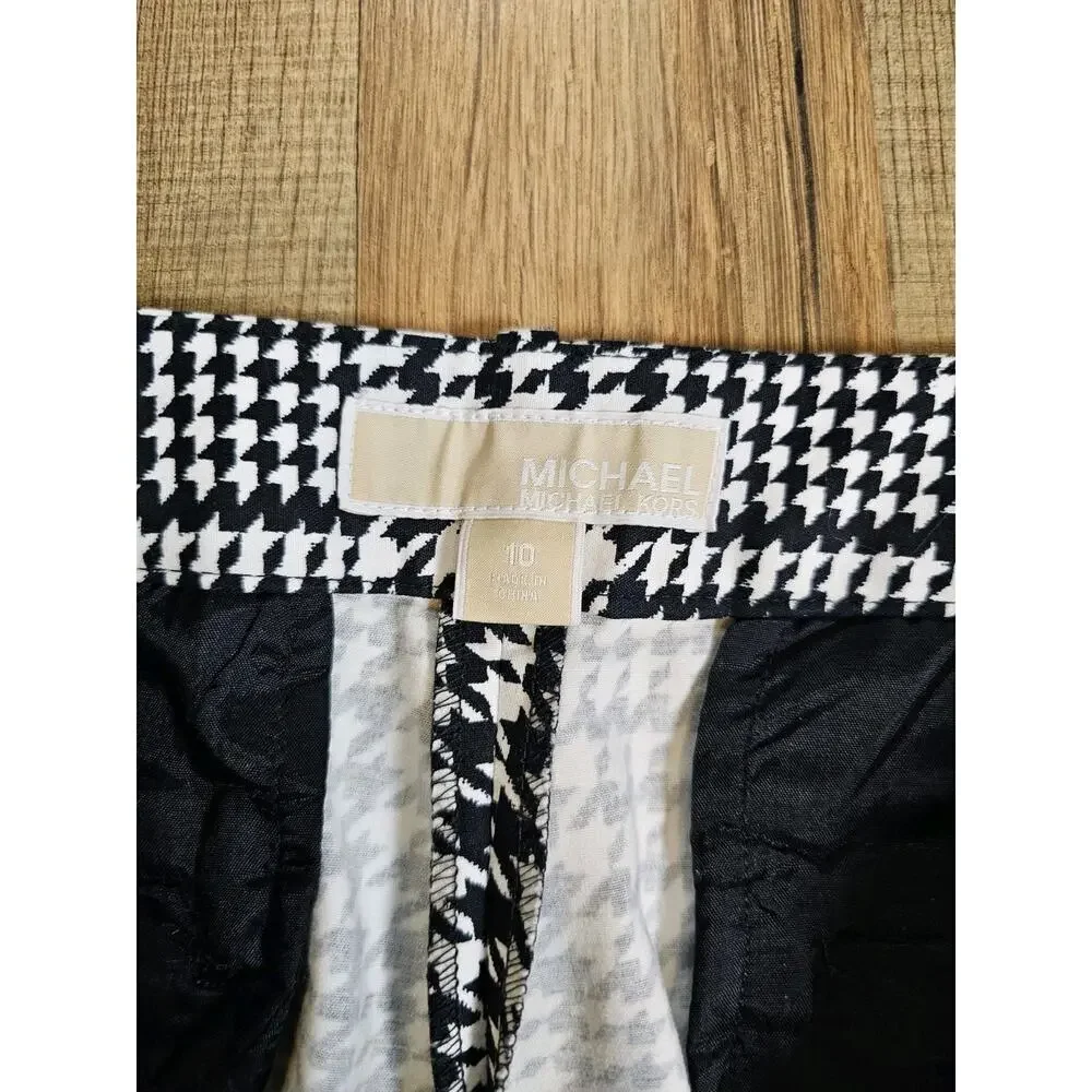 Michael Kors Houndstooth Trouser Pants Women's Size 10 Stretch‎ Career Ankle